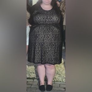 Animal print lace overlay dress